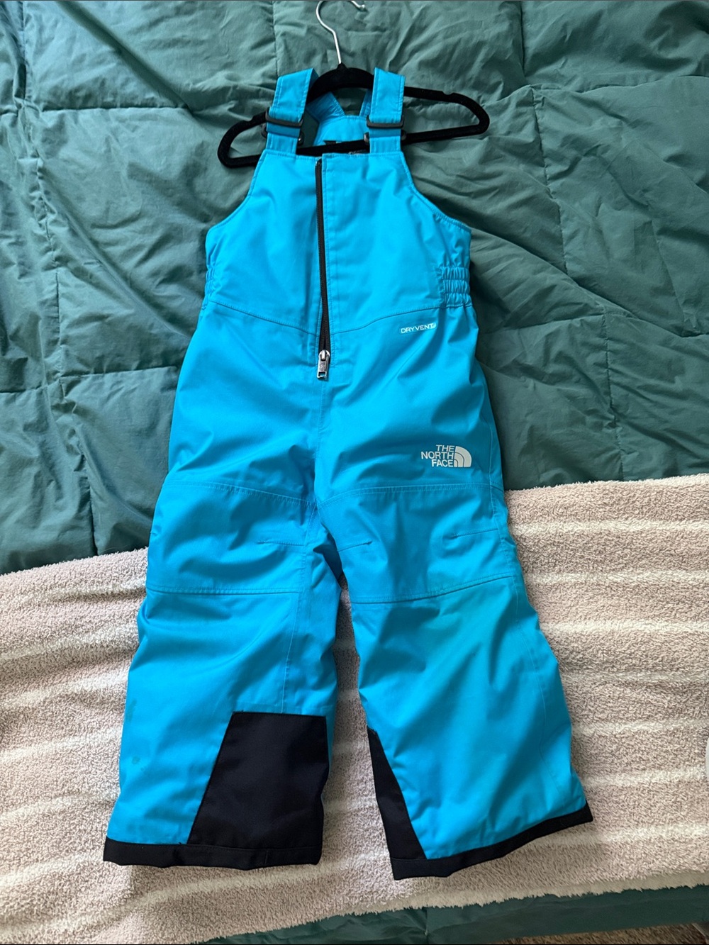The North Face Kids Bright blue Turquoise Snow Bib Overalls size 2